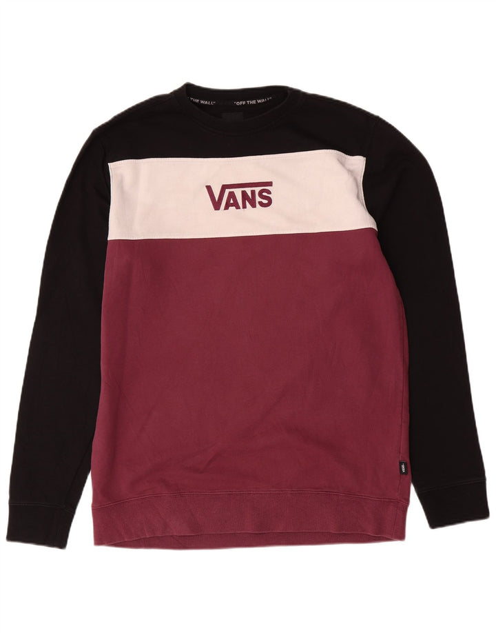 Vans Mens Graphic Moletom Jumper Médio Borgonha Colourblock Algodão