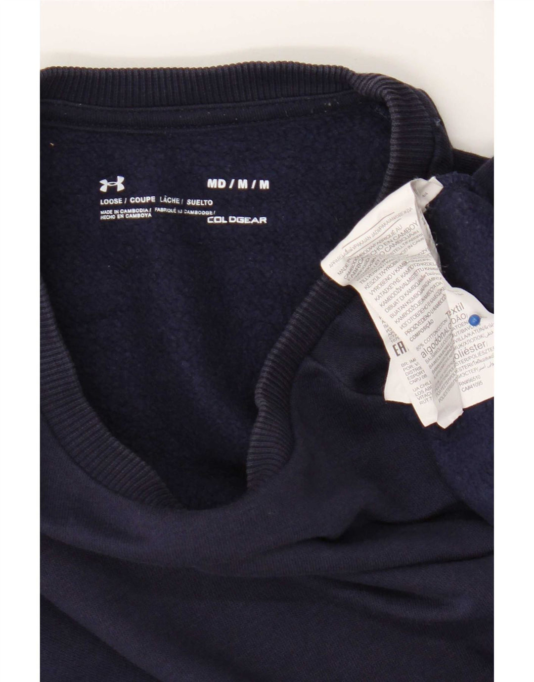 Under Armour Masculino Cold Gear Moletom Jumper Médio Azul Marinho Algodão