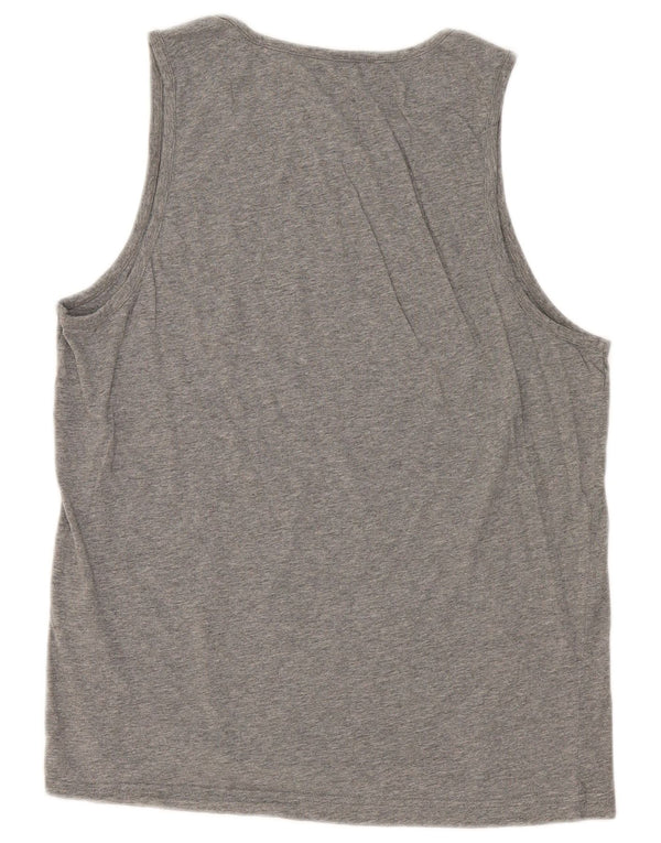 Puma Mens Graphic Vest Top Grande Algodão Cinza