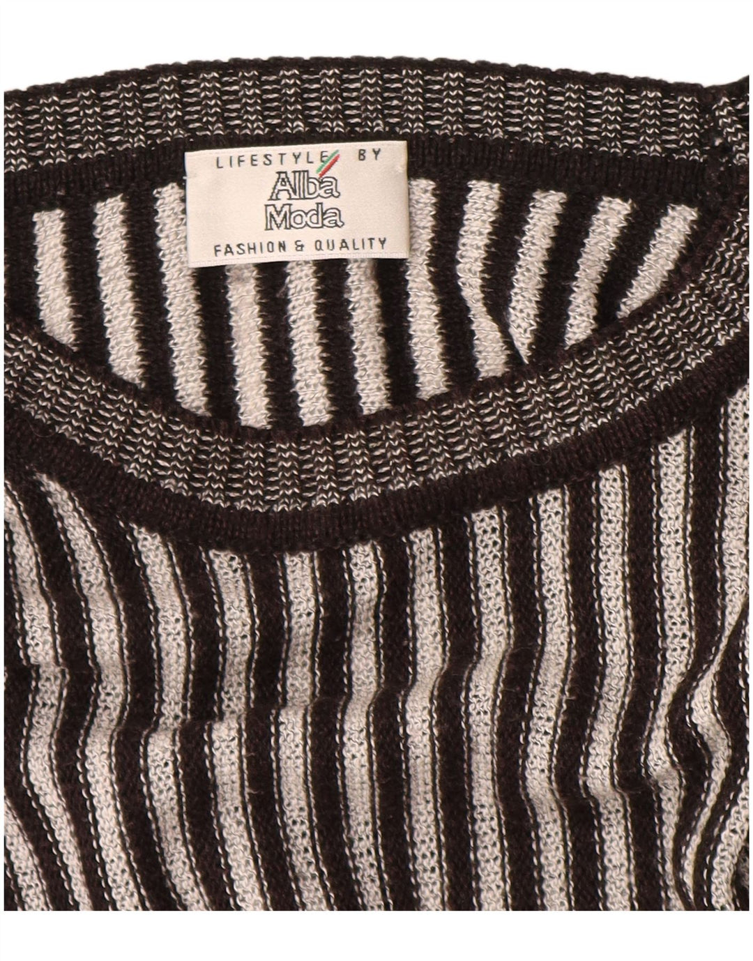 Alba Moda Suéter masculino com gola canoa XL listrado marrom