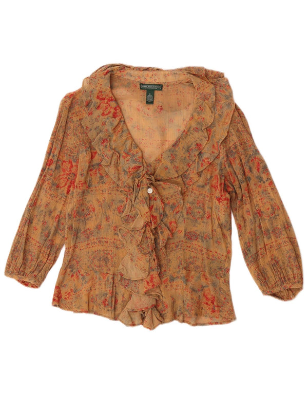 Blusa feminina Ralph Lauren crop transparente Reino Unido 10 pequena bege floral