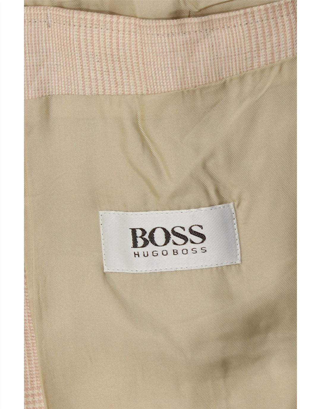 Jaqueta blazer masculina de 2 botões HUGO BOSS UE 56 3XL linho xadrez bege