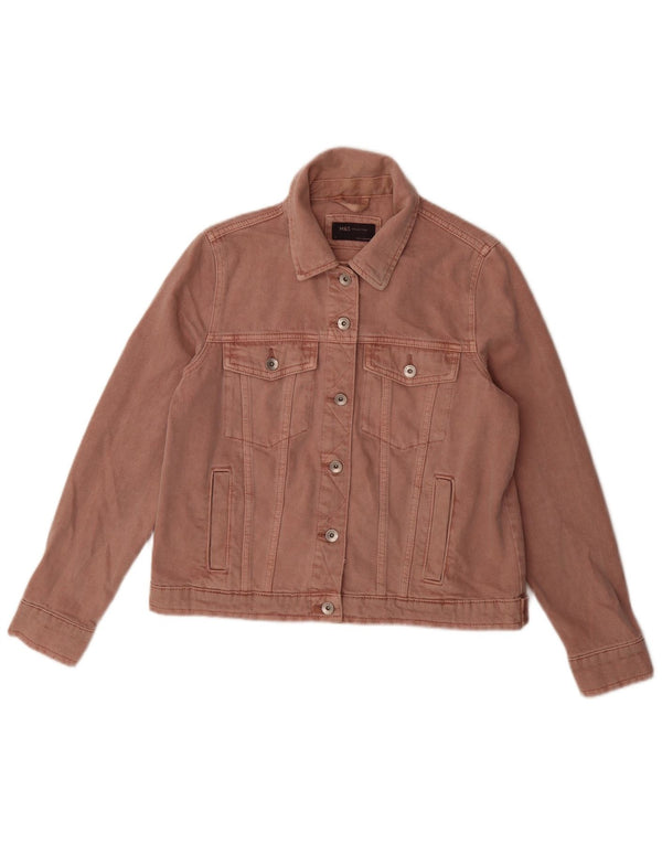Jaqueta jeans feminina Marks & Spencer Reino Unido 12 algodão rosa médio