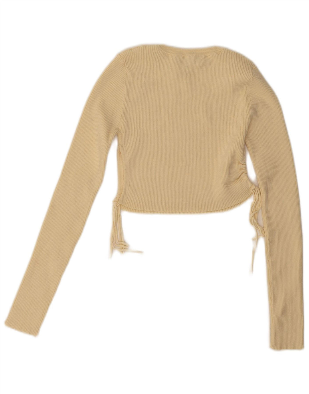 Zara Blusa Feminina Crop Manga Longa Top Reino Unido 8 Pequeno Amarelo