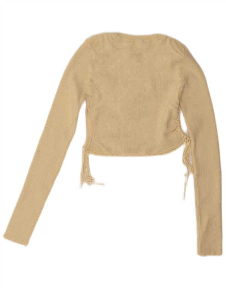 Zara Blusa Feminina Crop Manga Longa Top Reino Unido 8 Pequeno Amarelo