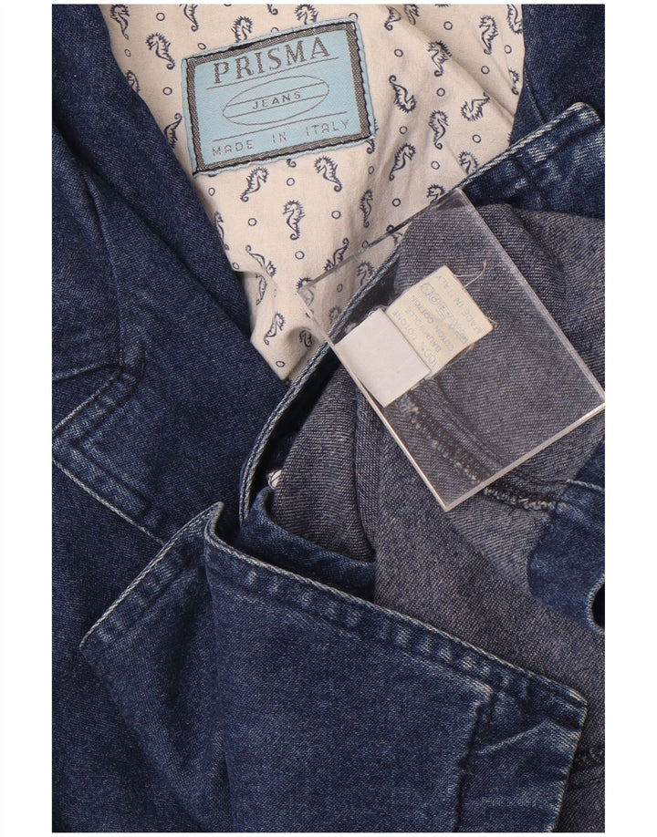 Jaqueta blazer jeans feminina Prisma com 1 botão Reino Unido 12 algodão azul marinho médio
