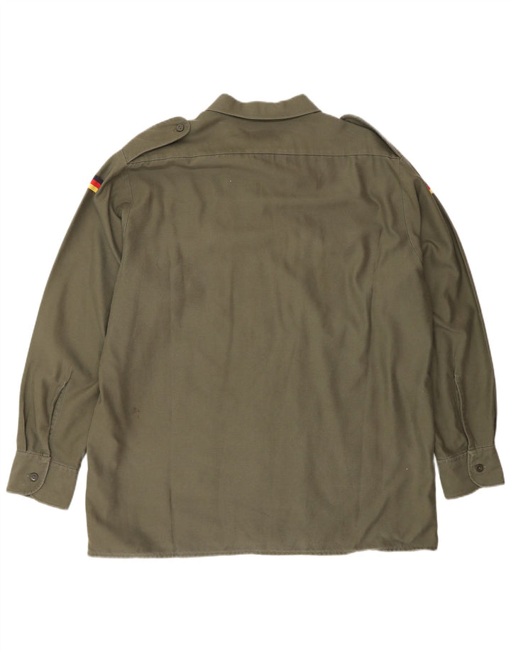 Camisa masculina vintage tamanho 43/44 XL cáqui poliéster