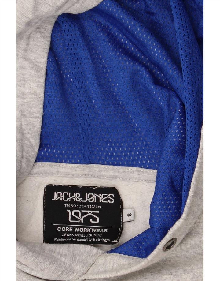 JACK & JONES Mens Graphic Hoodie Jumper Small Grey Cotton Vintage Jack & Jones and Second-Hand Jack & Jones from Messina Hembry 