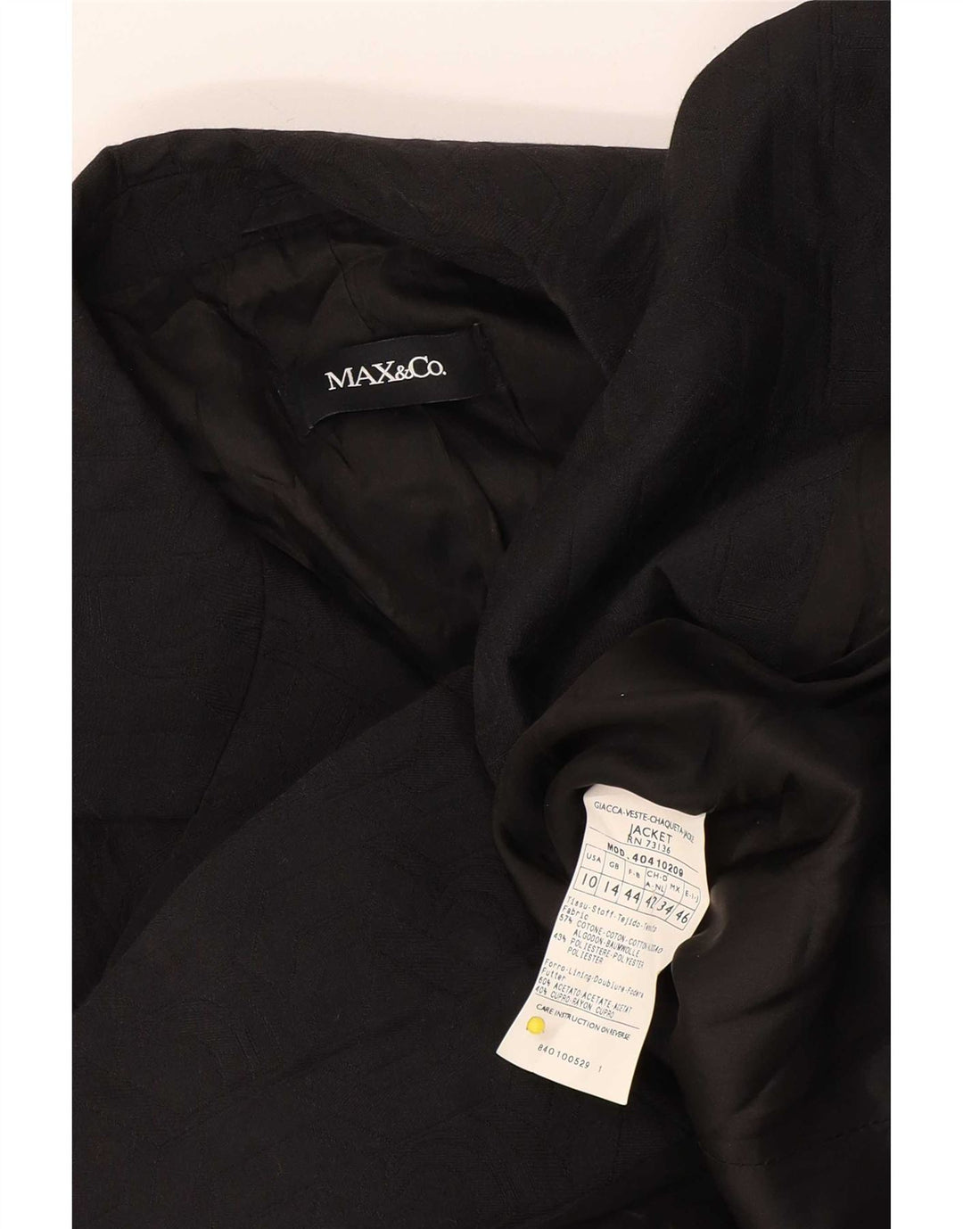 Jaqueta blazer feminina de 2 botões Max & Co. Reino Unido 14 grande algodão preto