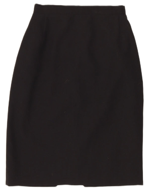 Observe a saia lápis de cintura alta das mulheres UK 10 poliéster preto W22 pequeno