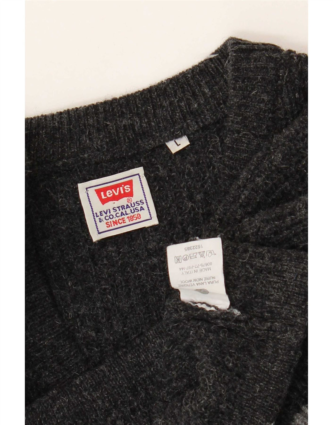 Suéter masculino Levi's com decote em V grande cinza colorblock lã virgem