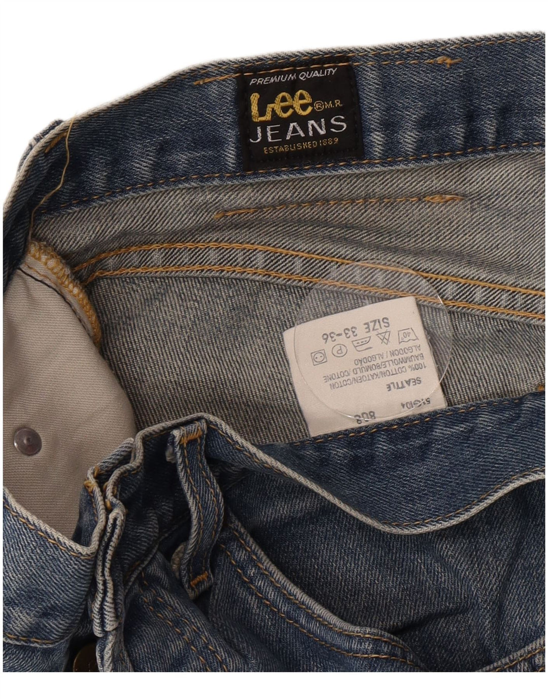 Lee Mens Straight Jeans W33 L31 Azul Algodão