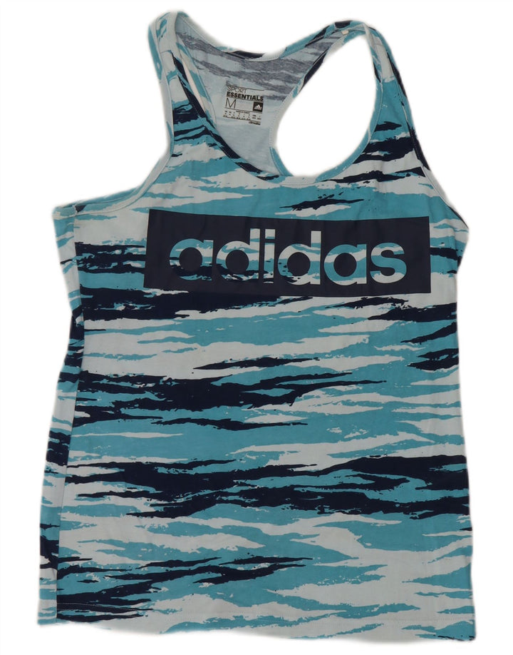 Adidas Womens Climalite Graphic Vest Top UK 12/14 Médio Azul Camuflagem