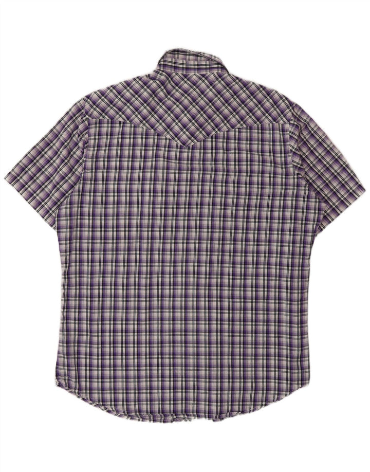 Wrangler Camisa masculina de manga curta grande roxo xadrez algodão