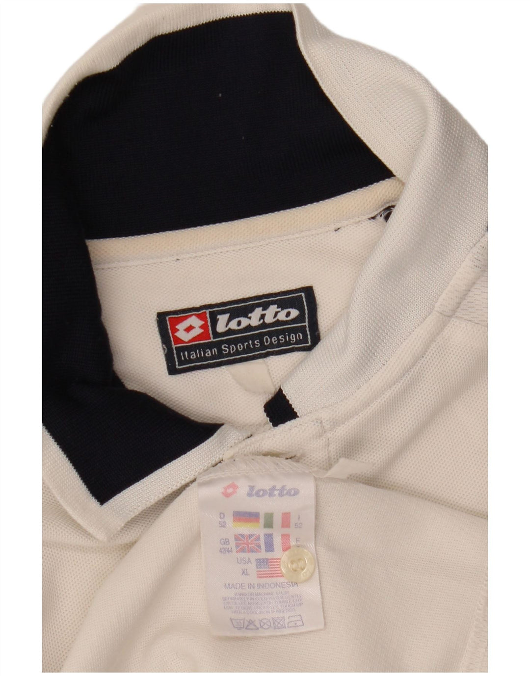 Camisa polo masculina LOTTO Reino Unido 42/44 XL branco colorblock poliéster