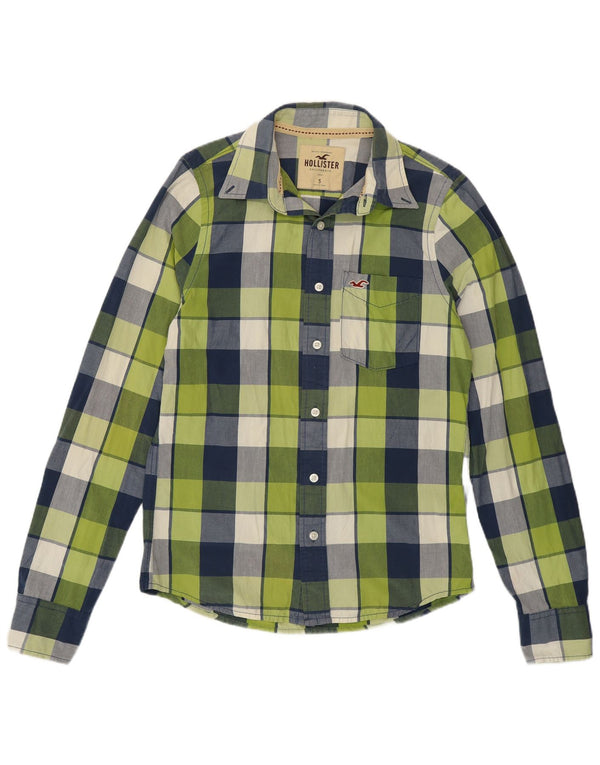 Camisa masculina Hollister pequena xadrez multicolorida de algodão