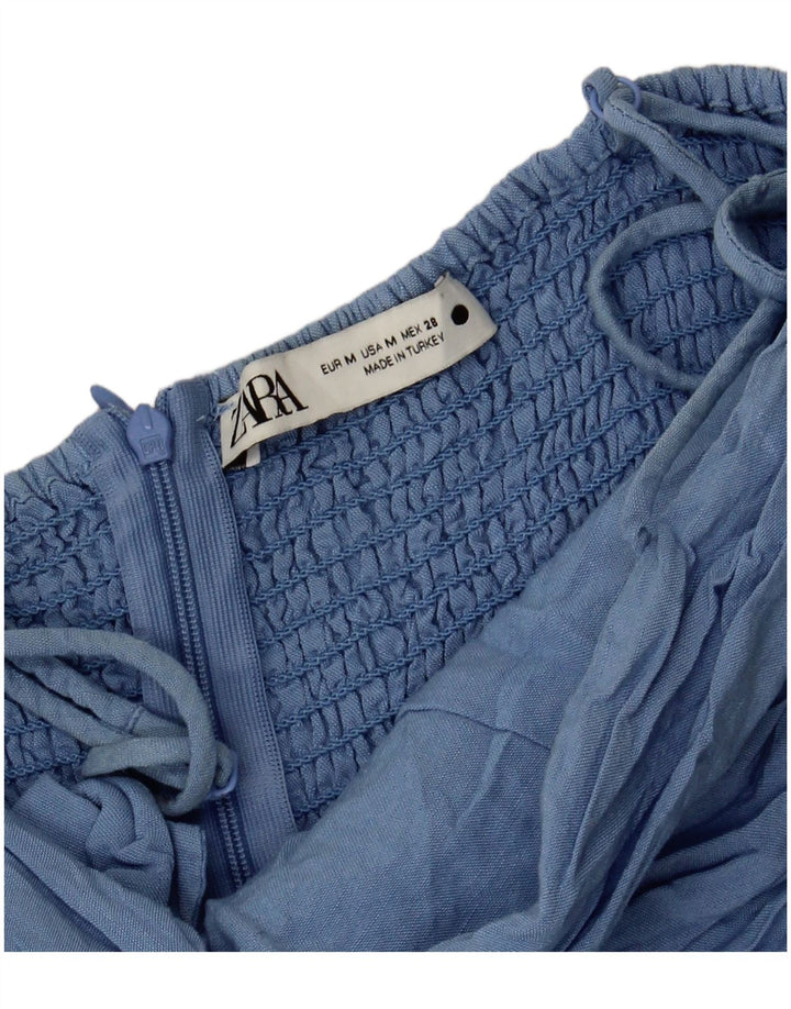 Macacão feminino Zara UK 12 viscose azul médio