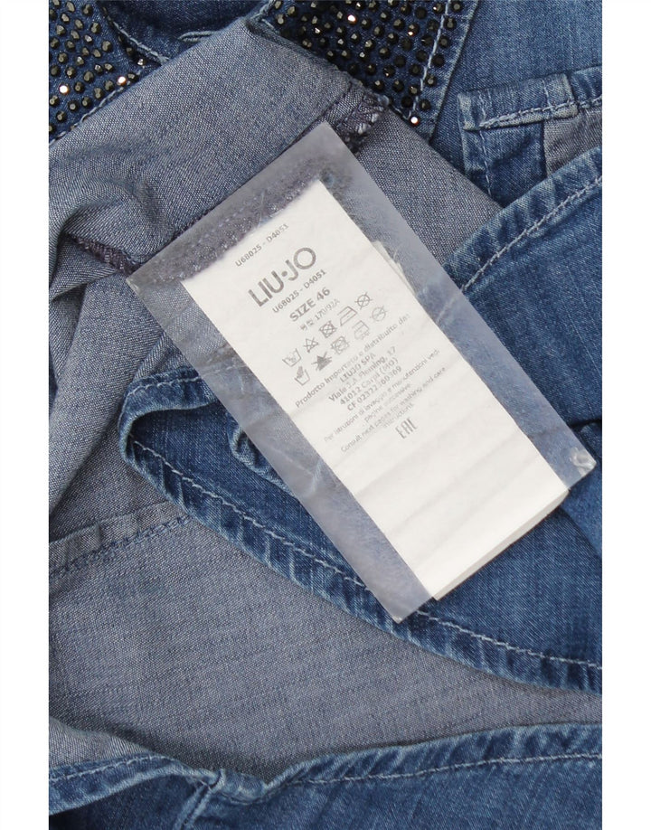 Camisa jeans feminina Liu Jo IT 46 grande algodão azul