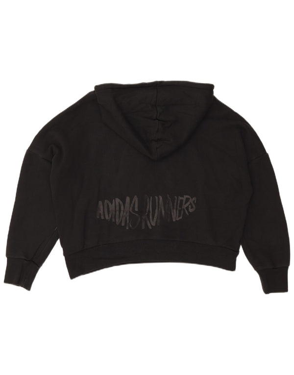 Adidas Womens Oversized Crop Graphic Hoodie Jumper Reino Unido 8/10 Pequeno Preto