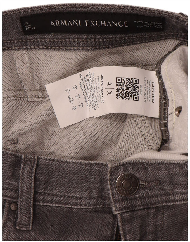 Armani Masculino J13 Slim Jeans W32 L30 Cinza Algodão