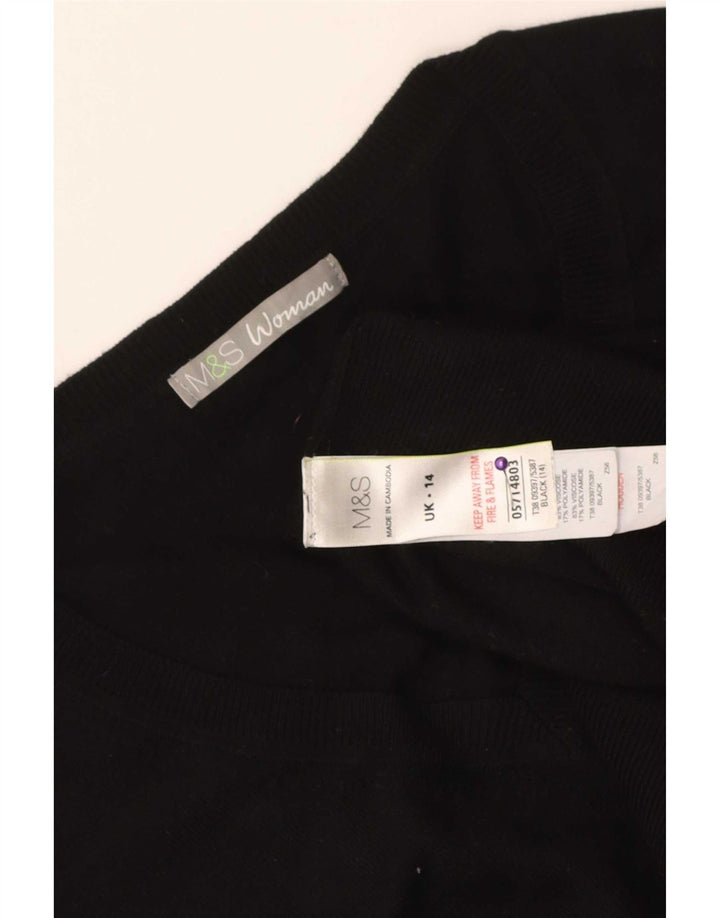Suéter feminino Marks & Spencer com decote em V Reino Unido 14 viscose preta média