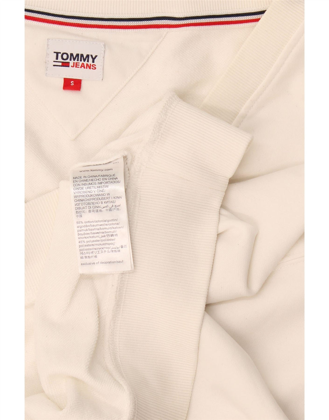 Suéter Tommy Hilfiger feminino cropped oversized Reino Unido 10 pequeno branco