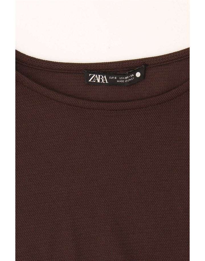 Vestido básico feminino sem mangas Zara Reino Unido 10 pequeno marrom