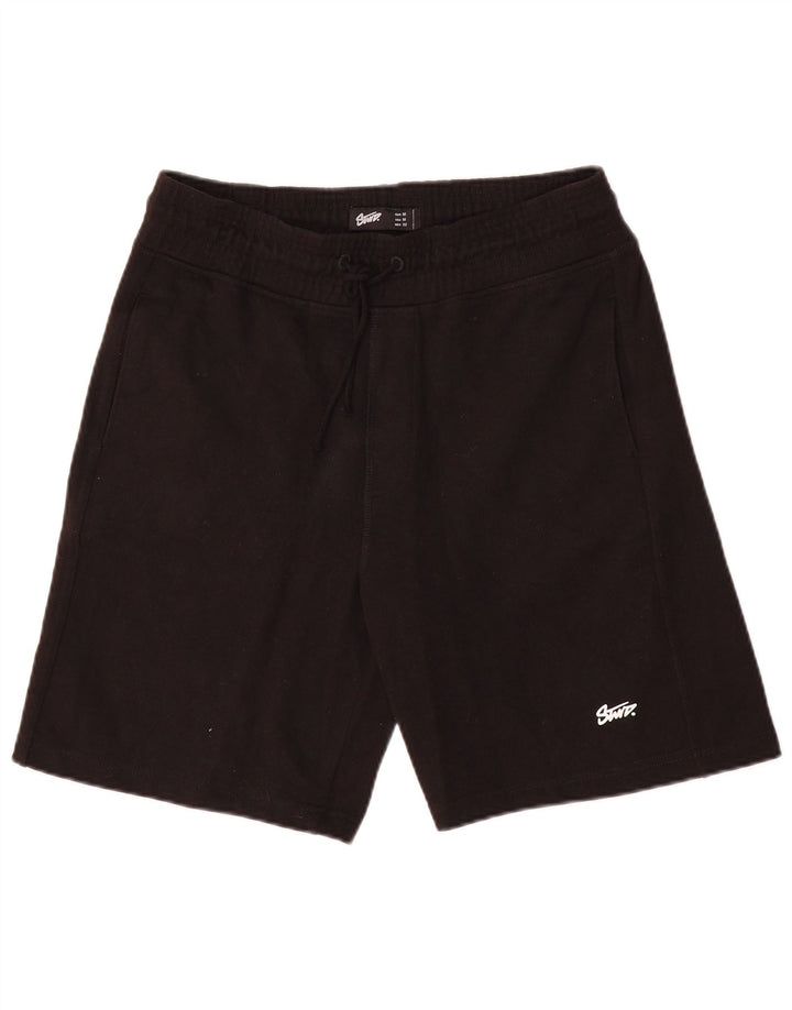 Pull & Bear Mens Sport Shorts Médio Algodão Preto