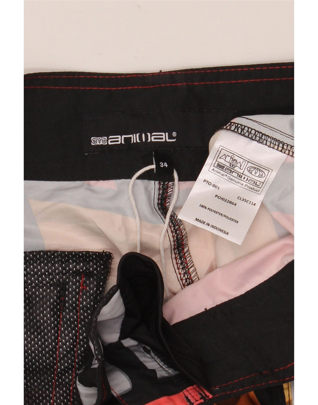 ANIMAL Mens Graphic Natação Shorts Grande Poliéster Listrado Multicolorido