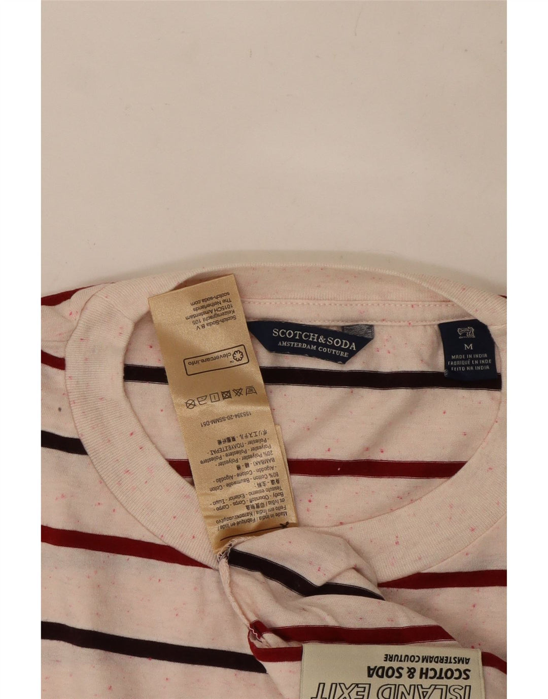 Camiseta masculina Scotch & Soda Top médio de algodão listrado branco