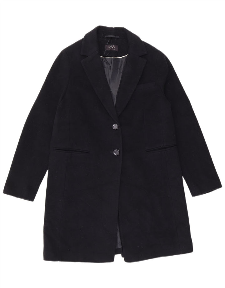 Sobretudo feminino Zara UK 12 lã azul marinho médio