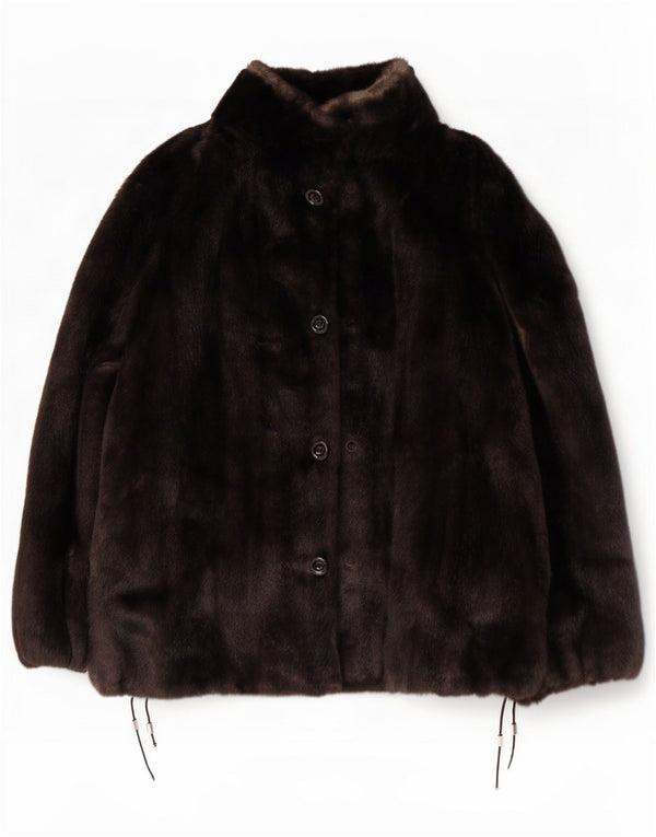 Jaqueta feminina vintage de pele sintética IT 54 3XL acrílico preto