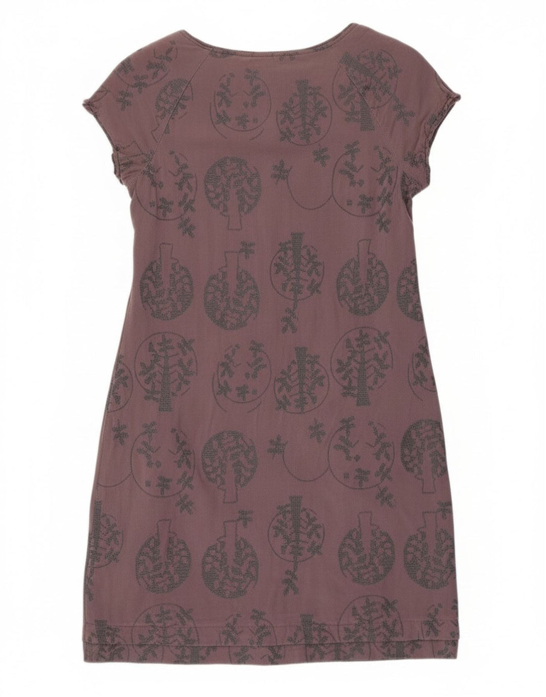 Vestido bainha feminino White Stuff Reino Unido 10 viscose floral cinza pequena