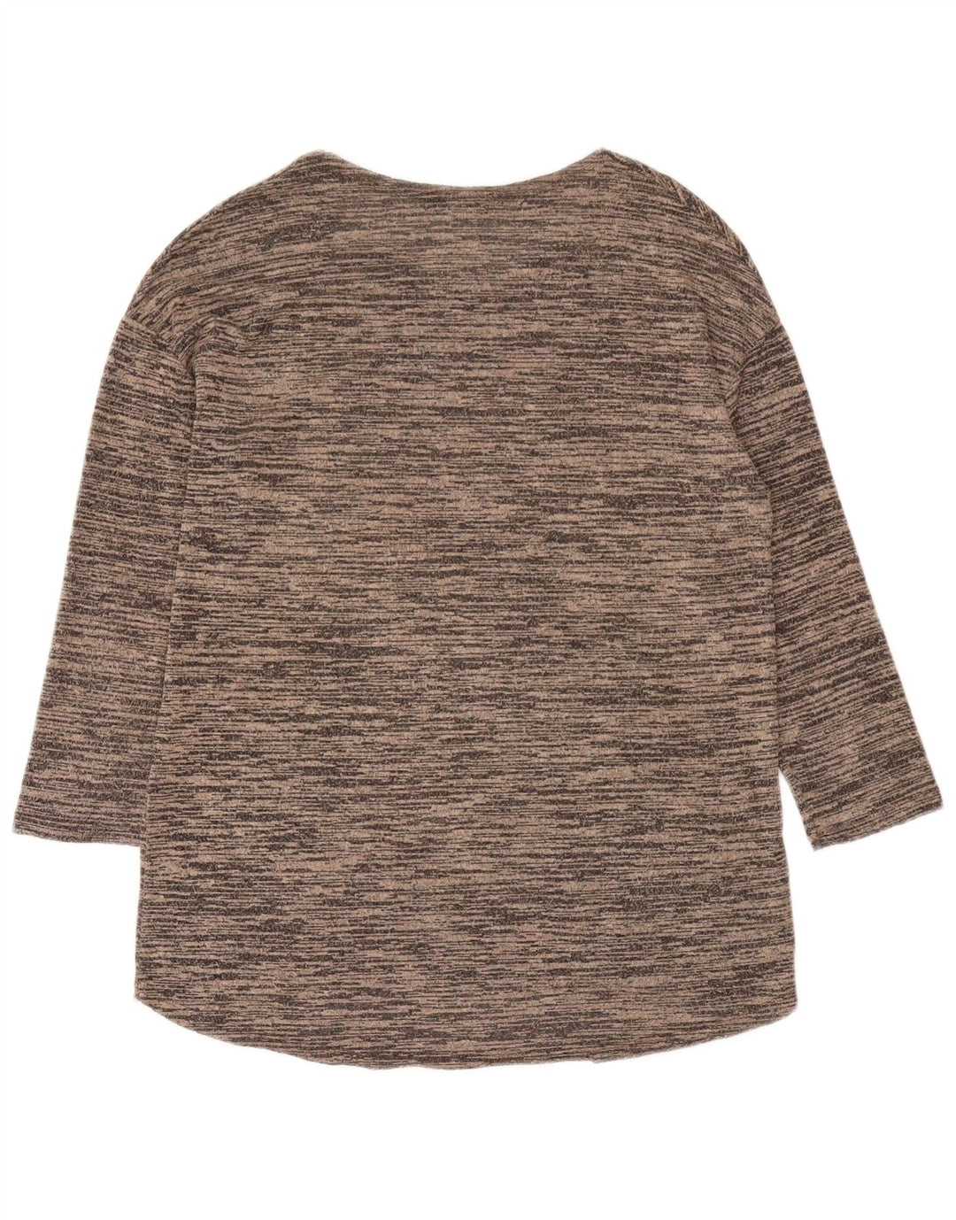 Top feminino Zara manga 3/4 Reino Unido 12 marrom médio manchado