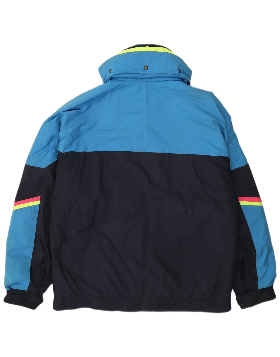 Jaqueta de esqui masculina Sergio Tacchini UK 42 XL azul marinho colorblock poliéster