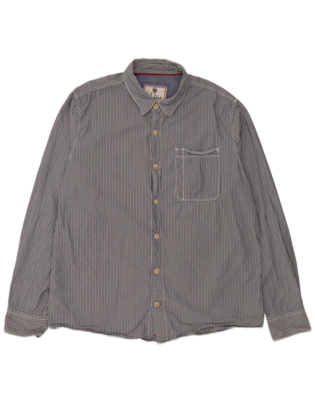 Camisa masculina Fat Face XL algodão risca de giz azul