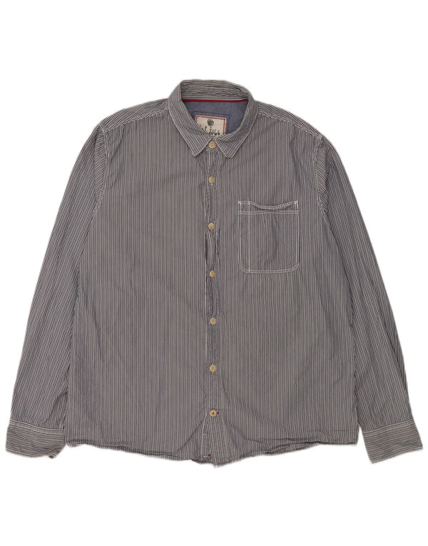 Camisa masculina Fat Face XL algodão risca de giz azul