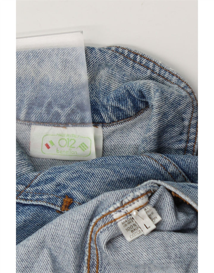 Jaqueta jeans Benetton Boys 7-8 anos grande algodão azul