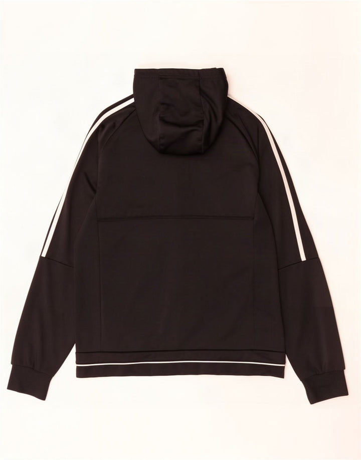 Adidas masculino moletom com capuz jaqueta superior poliéster preto médio