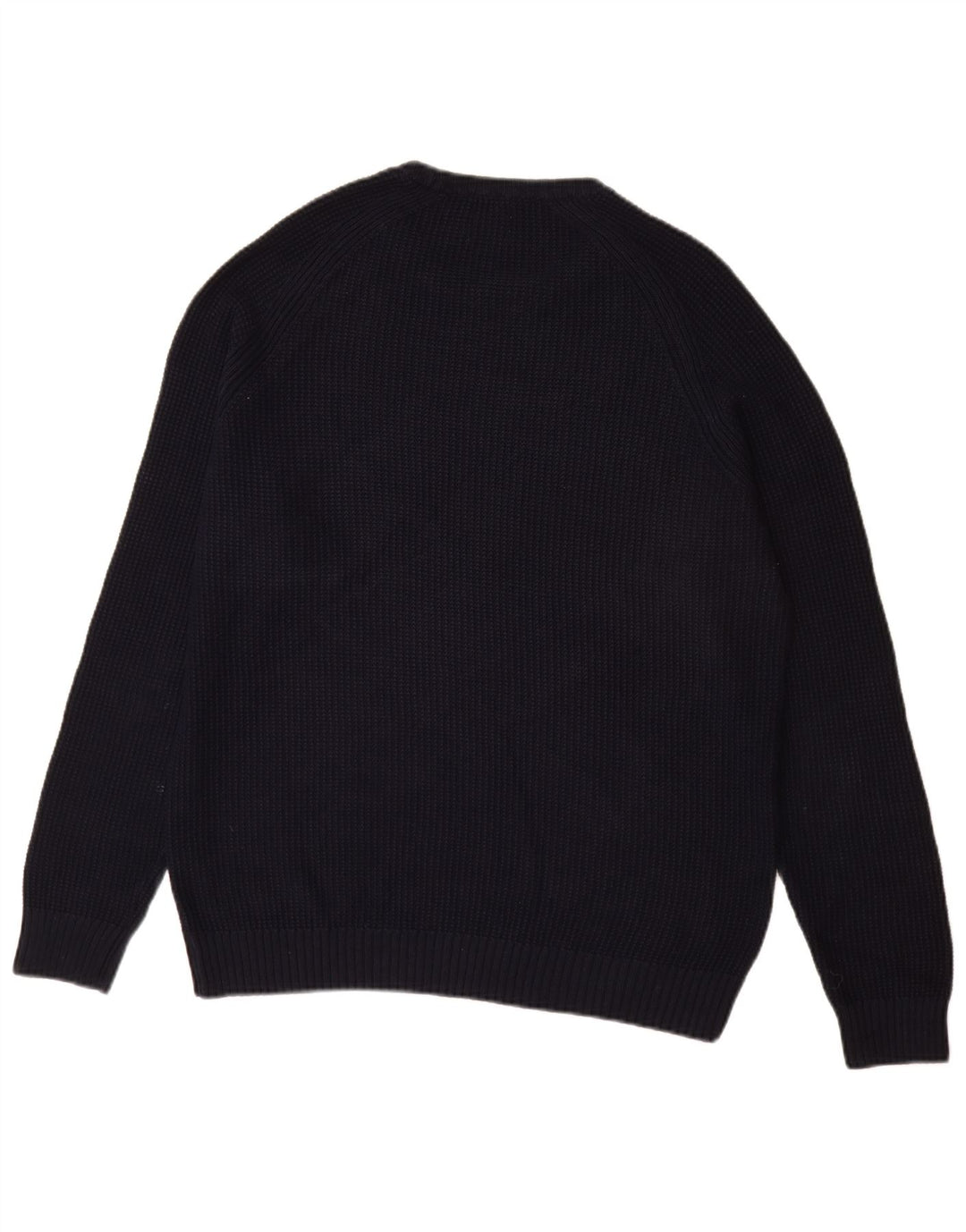 Zara Suéter masculino com gola redonda grande algodão azul marinho