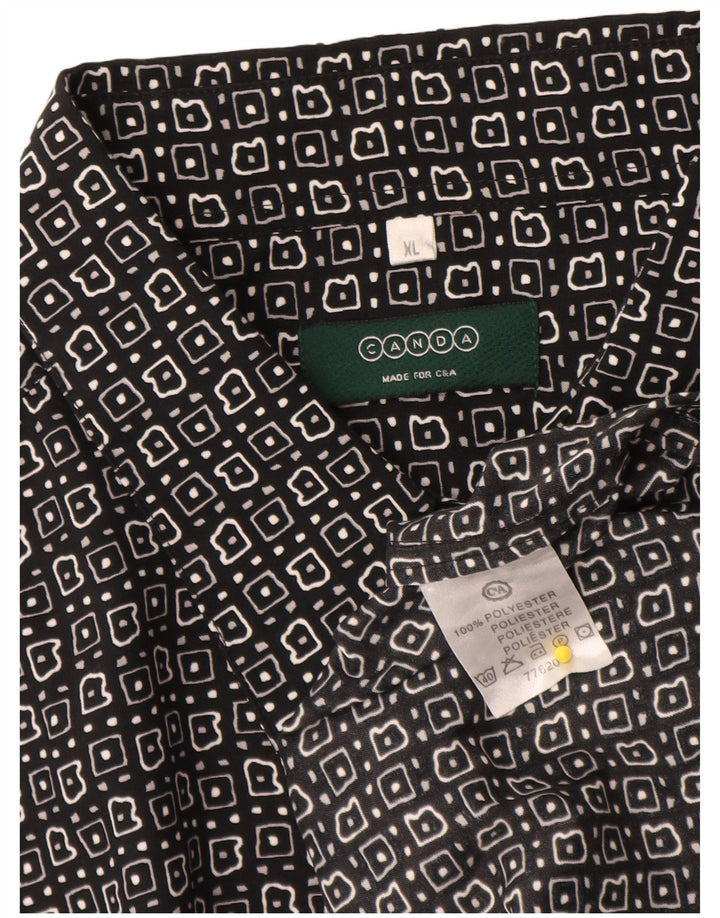 Camisa masculina de manga curta Canda XL preta geométrica poliéster