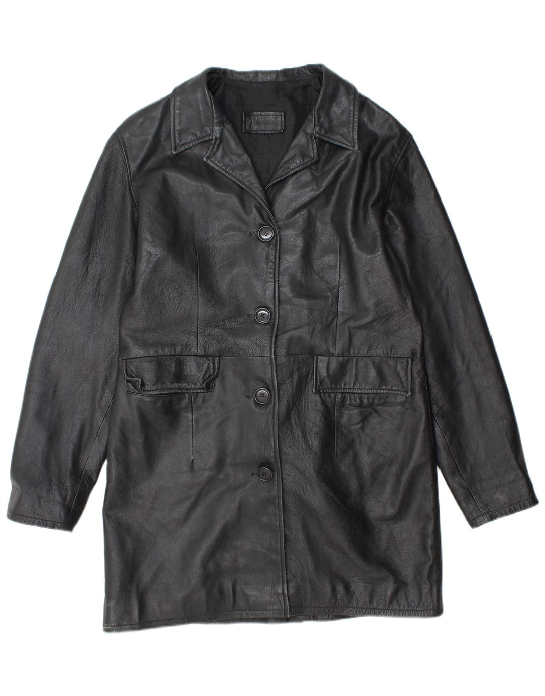 Casaco de couro feminino VINTAGE UK 18 XL couro preto