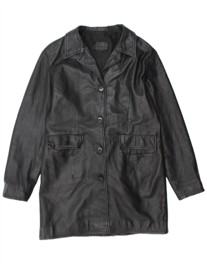 Casaco de couro feminino VINTAGE UK 18 XL couro preto