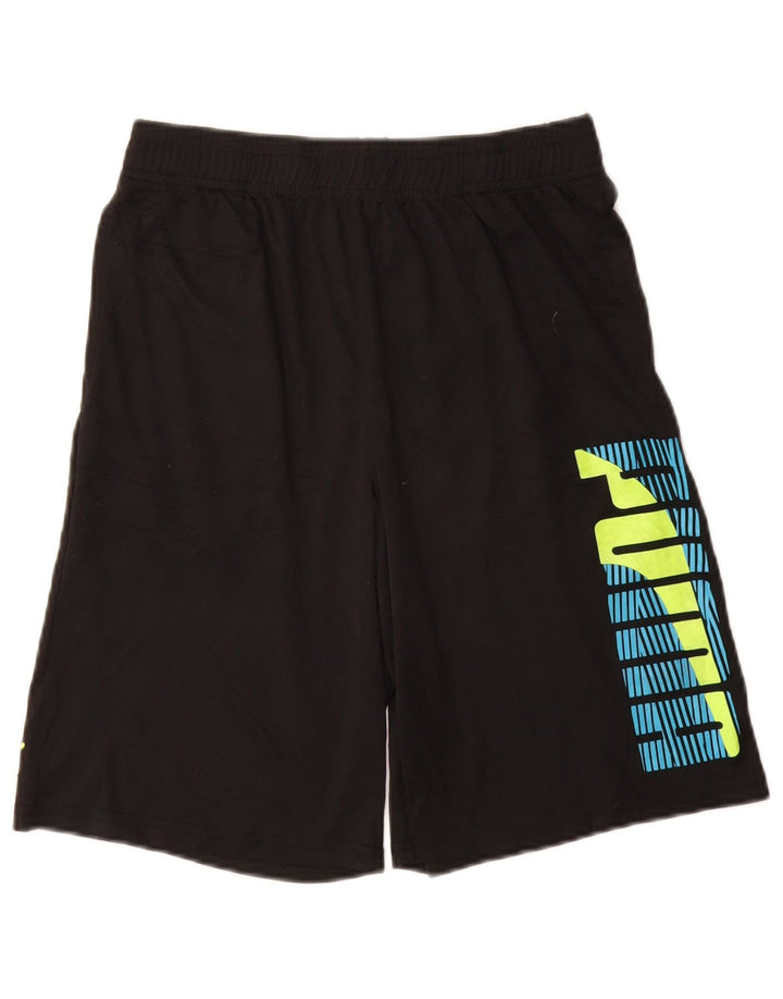 Shorts esportivos gráficos PUMA para meninos 14-15 anos grande poliéster preto