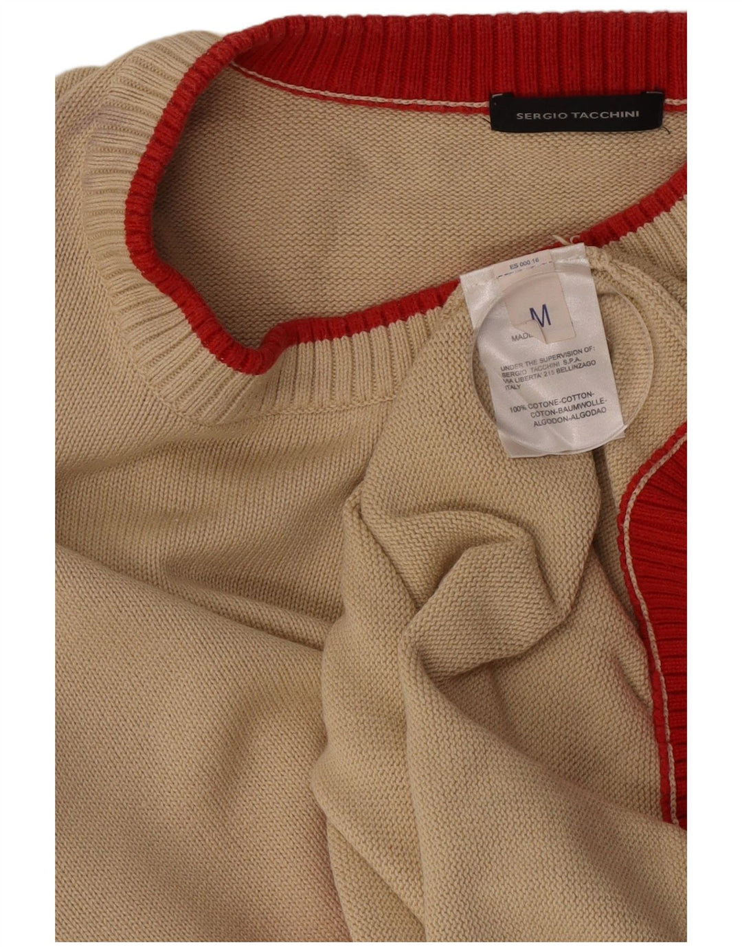 Suéter masculino Sergio Tacchini com gola redonda, algodão bege médio