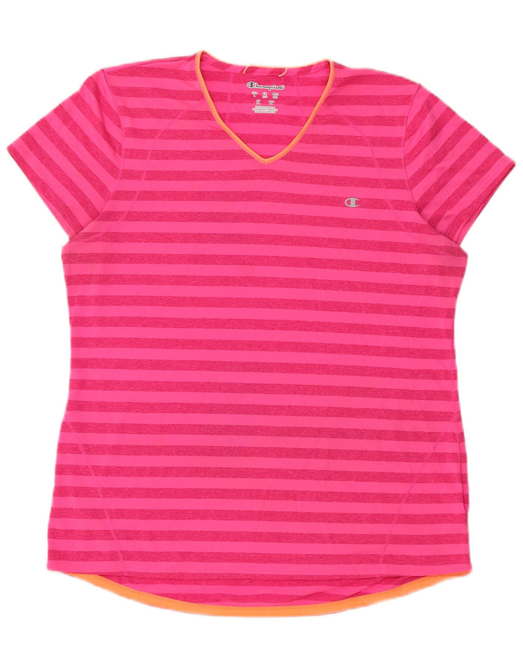 Camiseta feminina Champion UK 16 grande poliéster listrado rosa