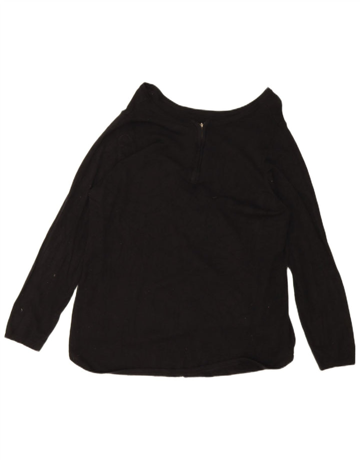 Suéter feminino Marks & Spencer com zíper e gola em viscose preta grande Reino Unido 16