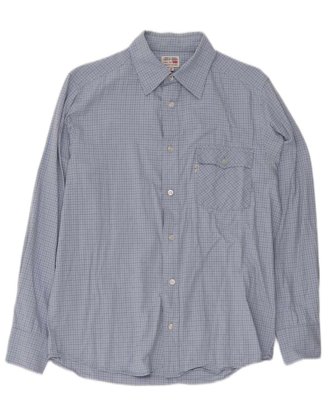 Camisa masculina Levi's de algodão xadrez azul médio