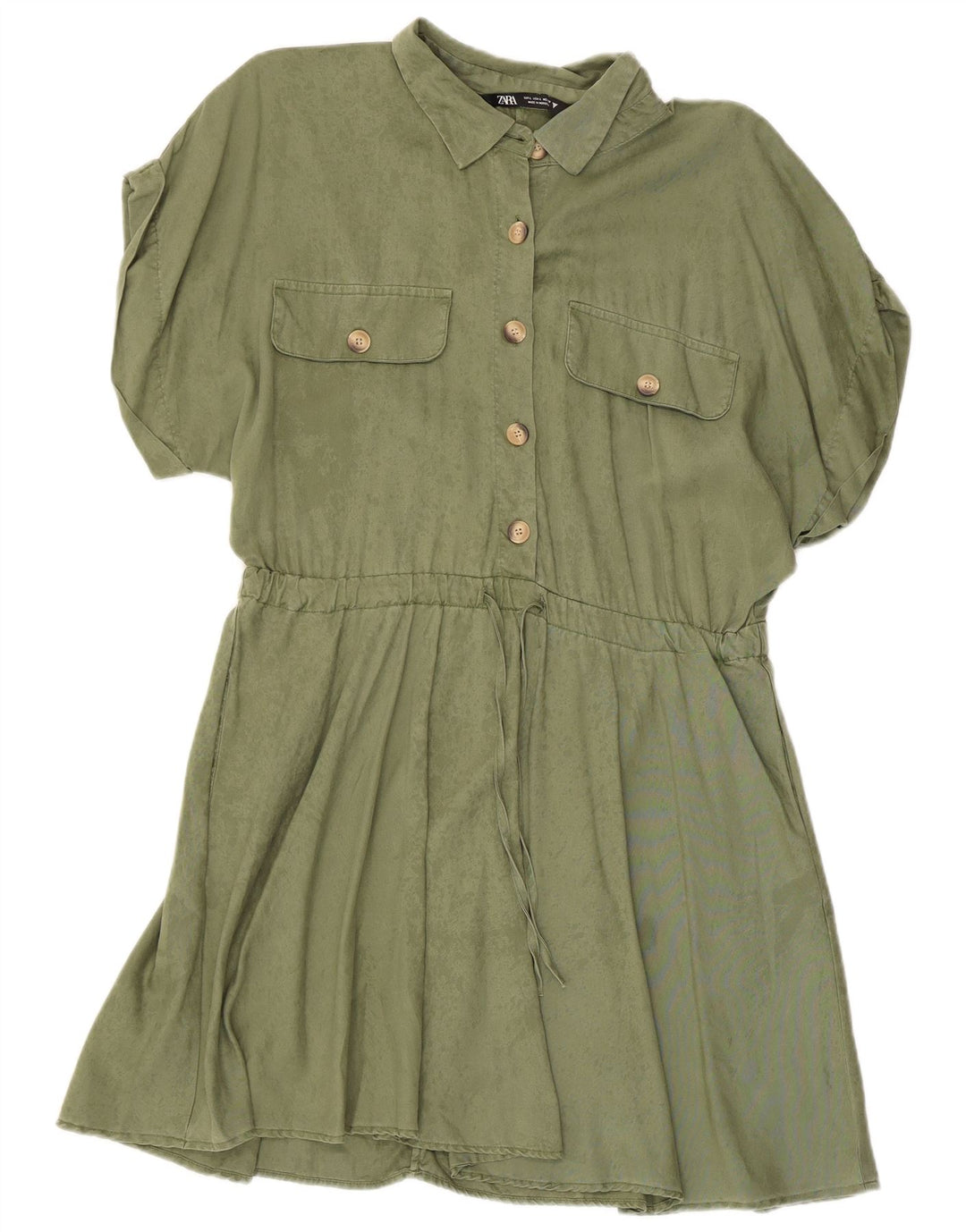 Vestido básico feminino Zara Reino Unido 14 grande cáqui