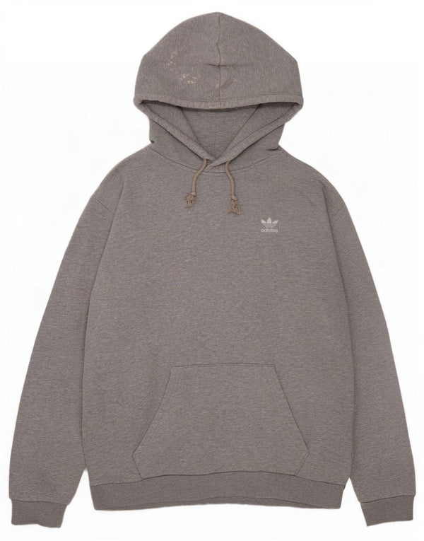 Adidas Mens Hoodie Jumper Médio Cinza Algodão Flecked